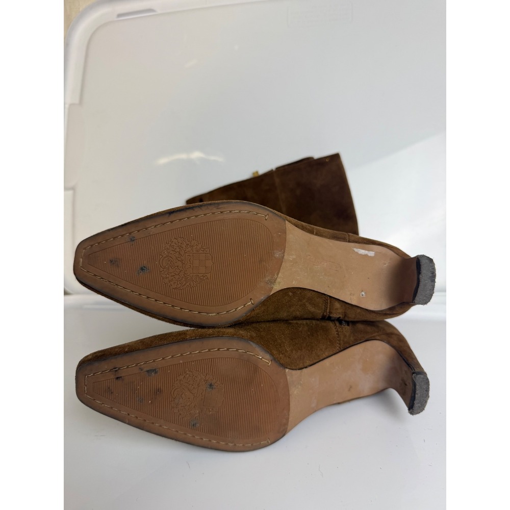 Vince Camuto Brown Suede Knee High Kitten Heel Boots Pointed Toe Side Zip - Picture 9 of 12